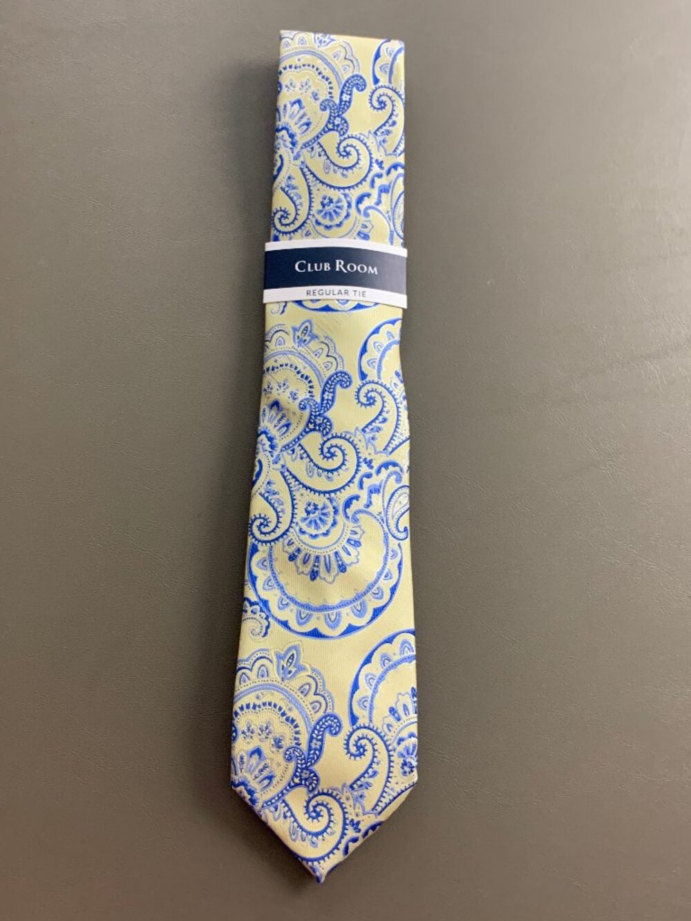 Club Room Men's 3'' 100% Polyester Neck Tie, Yellow Blue Hulbert Paisley, OS